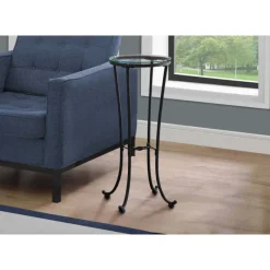 Monarch Accent table - hammered metal with tempered glass -