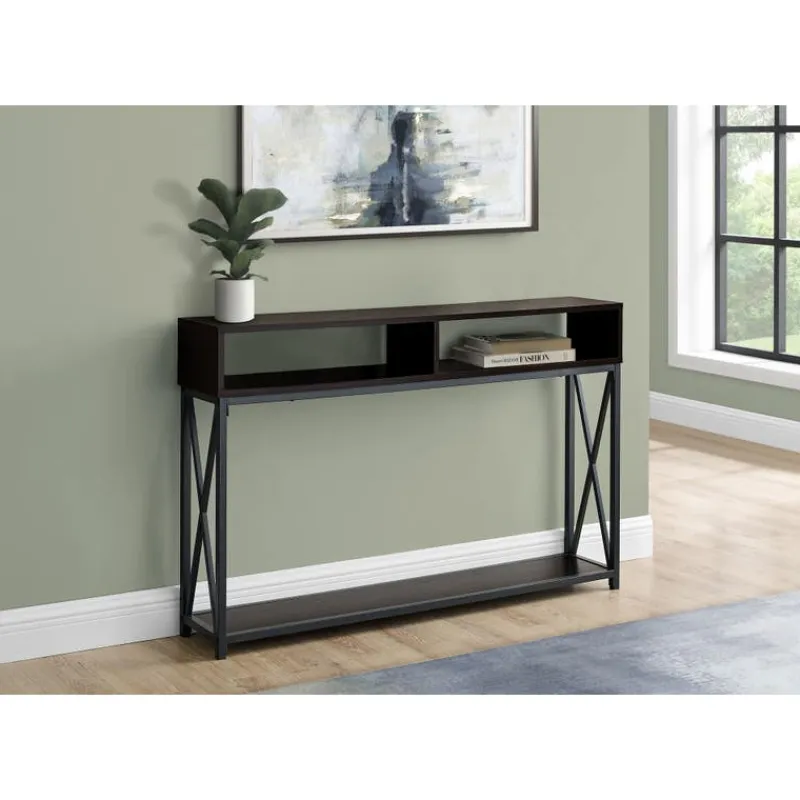 Monarch Accent table - 48"l / / black metal hall console -