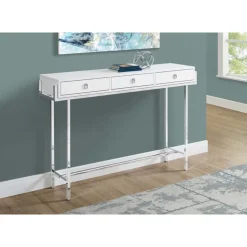 Monarch Accent table - 48"l / glossy / chrome metal -