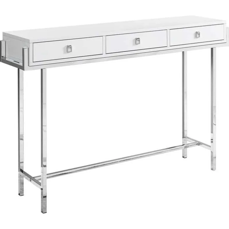 Monarch Accent table - 48"l / glossy / chrome metal -