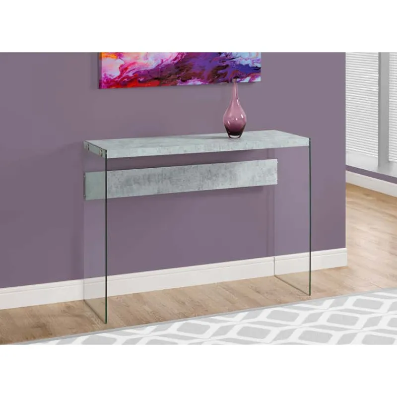 Monarch Accent table - 44"l / cement / tempered glass -