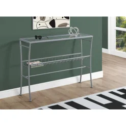 Monarch Accent table - 42"l / /tempered glass hall console -