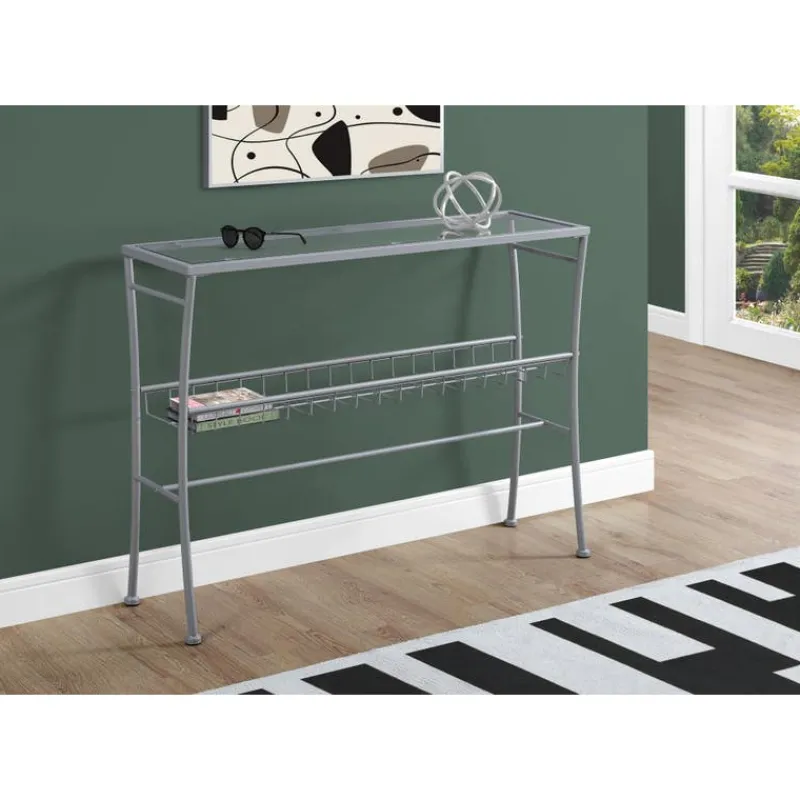Monarch Accent table - 42"l / /tempered glass hall console -