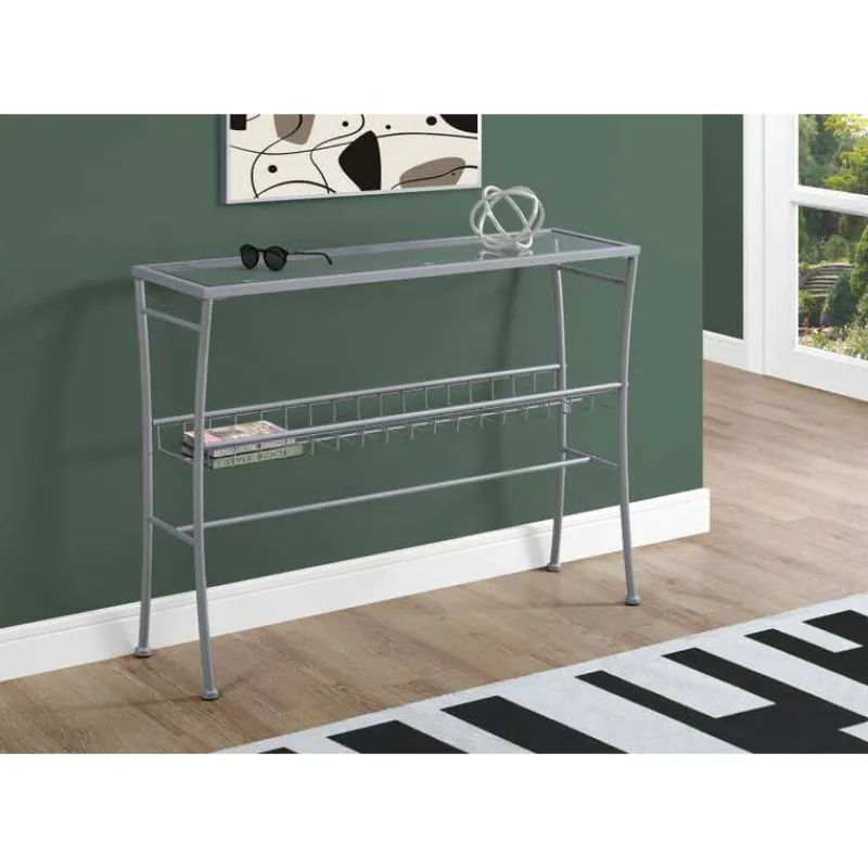 Monarch Accent table - 42"l / /tempered glass hall console -