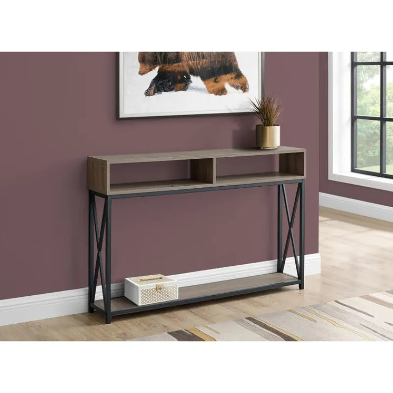 Monarch Accent table - 48"l / taupe / black metal hall console -