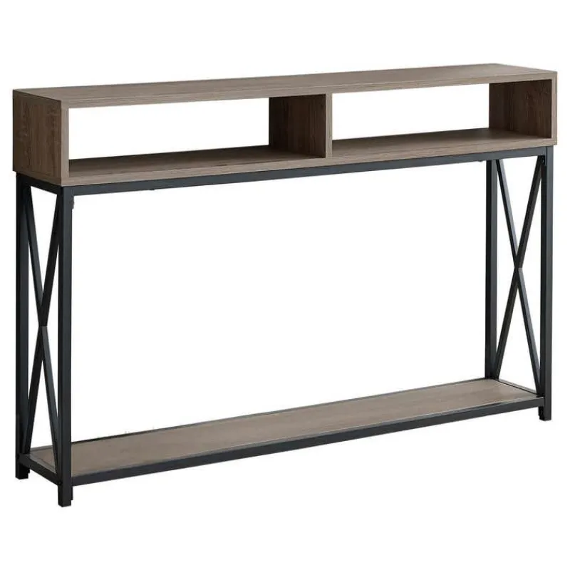 Monarch Accent table - 48"l / taupe / black metal hall console -