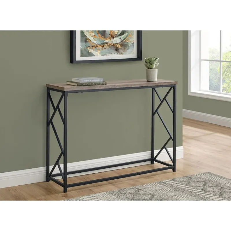 Monarch Accent table - 44"l / taupe / black metal hall console -