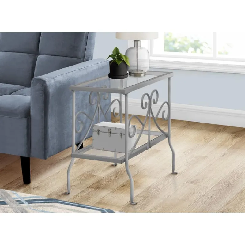 Monarch Accent table - metal with tempered glass -