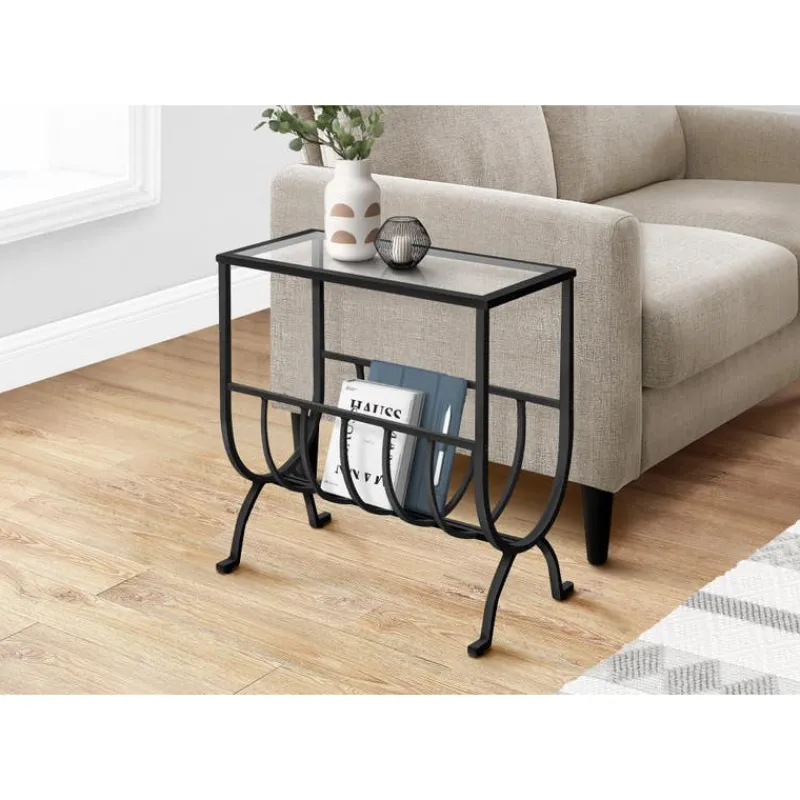 Monarch Accent table - stardust metal with tempered glass -
