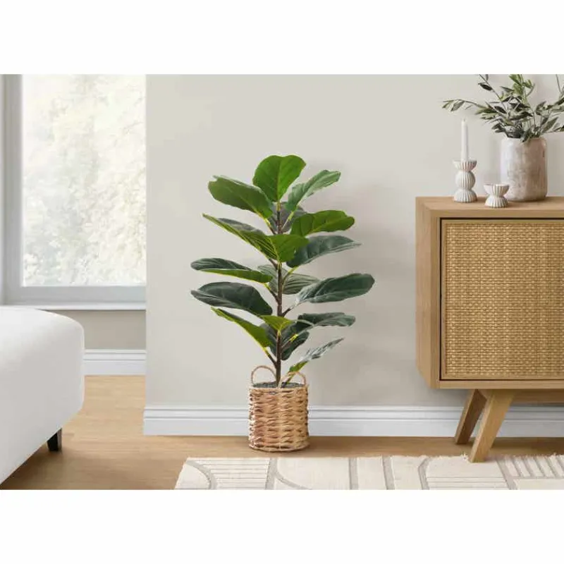 Monarch Artificial plant - 28"h / indoor fiddle / 8" woven basket