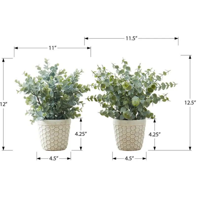 Monarch Artificial plant - 2pcs / 13"h eucalyptus/ grass/ 4" pot