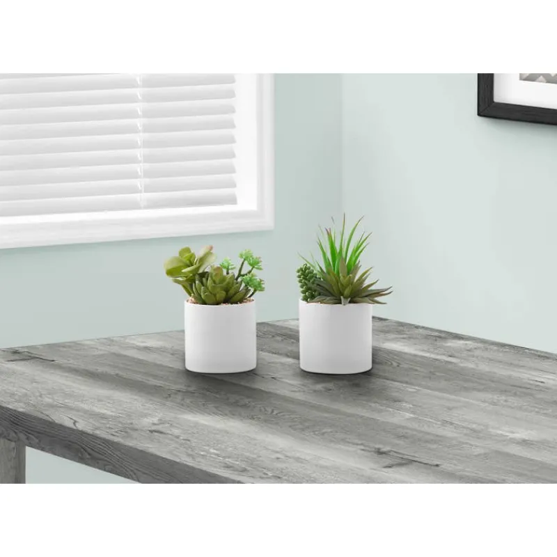 Monarch Artificial plant - 2pcs / 7"h succulent in 3" ceramic pot