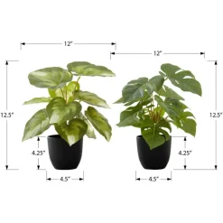Monarch Artificial plant - 2pcs / 13"h monstera/calathea/ 4" pot