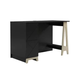 Nexera Atypik 2-Drawer Desk, Black And Plywood -