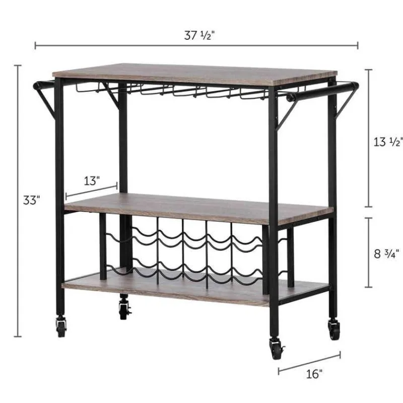 Meubles South Shore Bar Cart With Bottle Storage - South Shore
