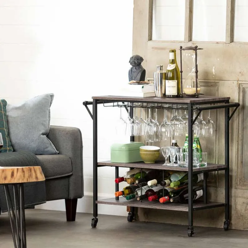 Meubles South Shore Bar Cart With Bottle Storage - South Shore