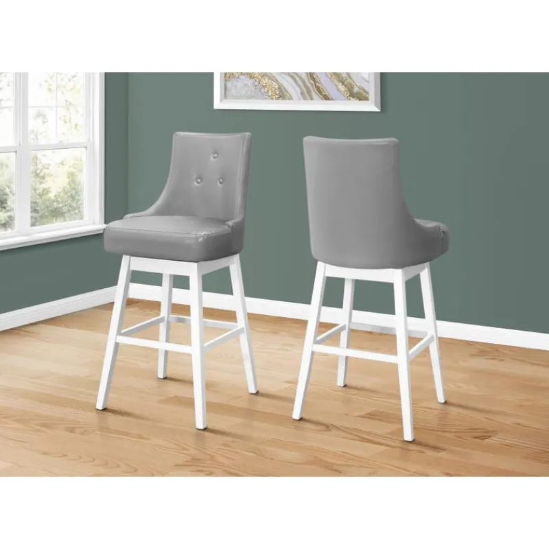 Monarch Barstool - set of 2 / swivel / tufted back rest / upholstered / bar height -4