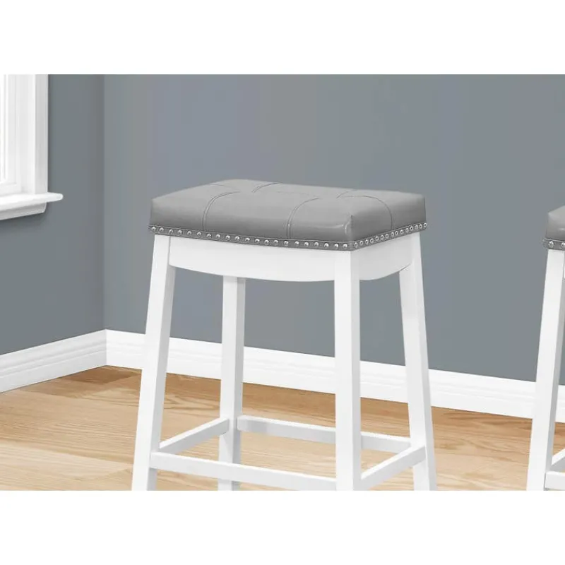 Monarch Barstool - set of 2 / tufted / nailhead trim / upholstered / bar height - 29"