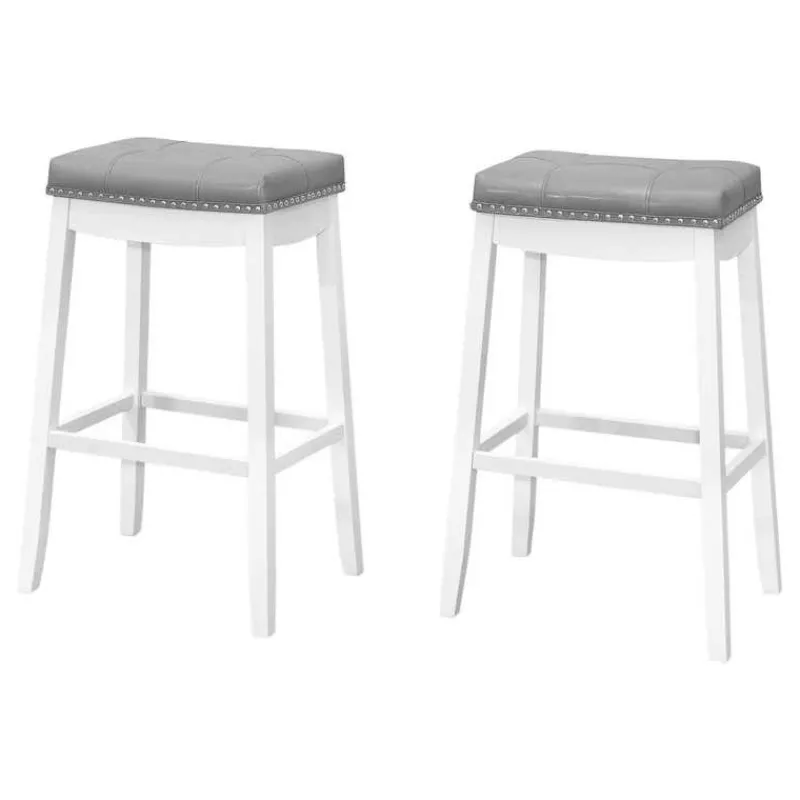Monarch Barstool - set of 2 / tufted / nailhead trim / upholstered / bar height - 29"