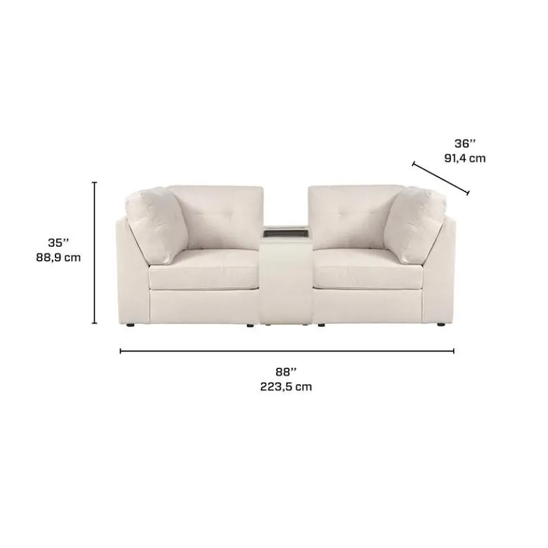 Modular Loveseat with Console - 3 pcs