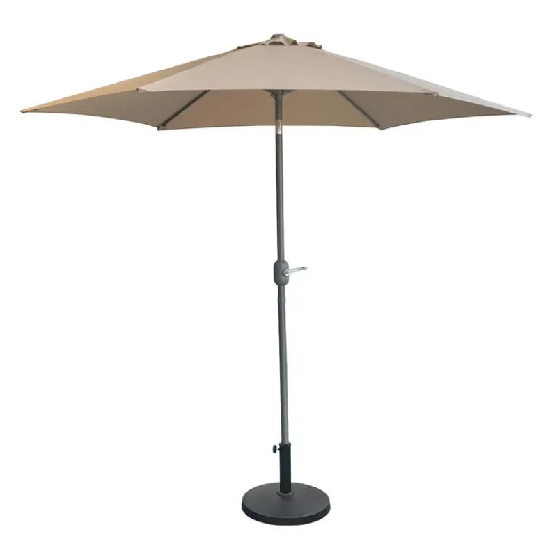 Beige Tilting Patio Umbrella with Base - 9 ft