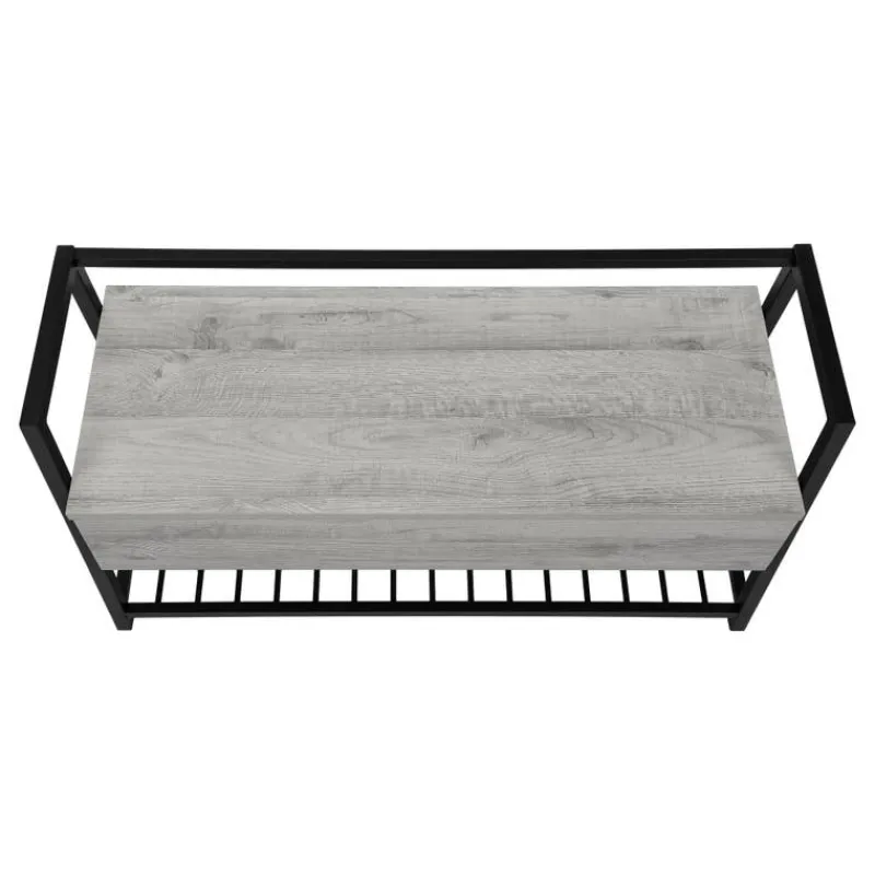 Monarch Bench - shoe rack / flip top storage - 42"l - wood-look / black metal -