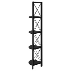 Monarch Bookcase - 4 tier corner etagere - metal frame x-design - 60"h - / -