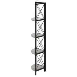 Monarch Bookcase - 4 tier corner etagere - metal frame x-design - 60