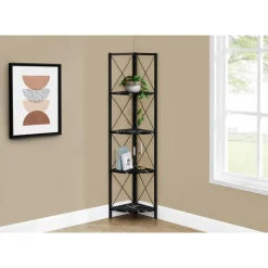 Monarch Bookcase - 4 tier corner etagere - metal frame x-design - 60