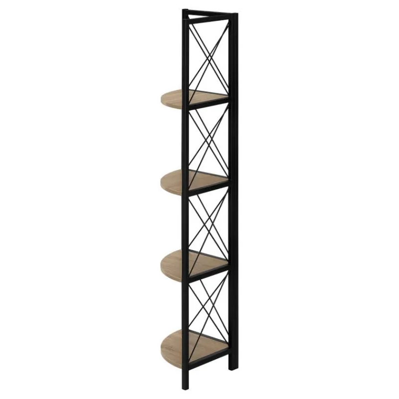 Monarch Bookcase - 4 tier corner etagere - metal frame x-design - 60"h - w -