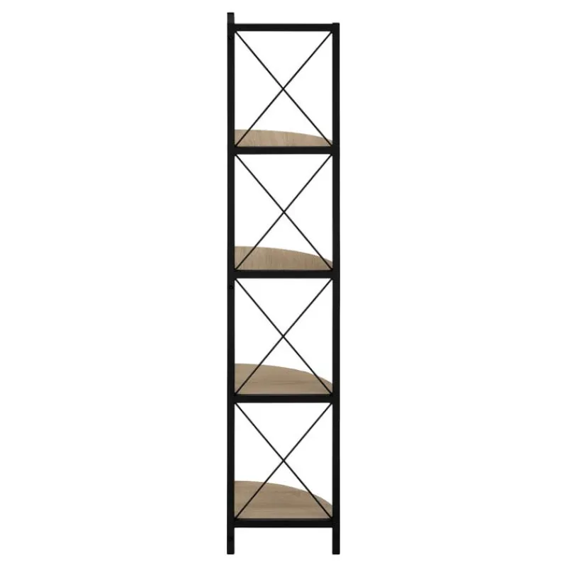 Monarch Bookcase - 4 tier corner etagere - metal frame x-design - 60"h - w -