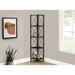 Monarch Bookcase - 4 tier corner etagere - metal frame x-design - 60