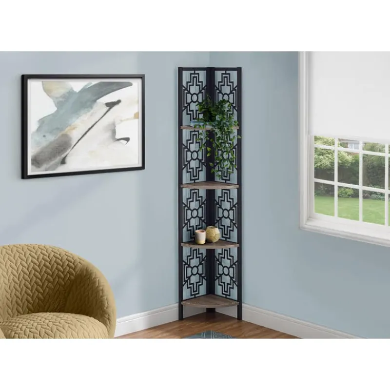 Monarch Bookcase - 62"h / / black metal corner etagere -