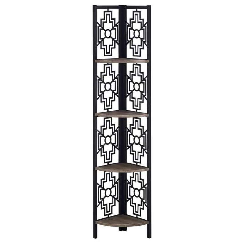 Monarch Bookcase - 62"h / / black metal corner etagere -