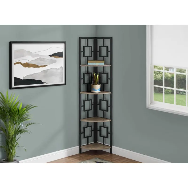 Monarch Bookcase - 62"h / / black metal corner etagere -
