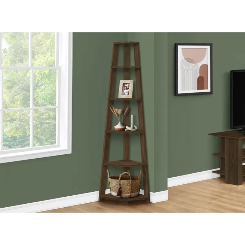 Monarch Bookcase - 72""h / dark corner accent etagere -