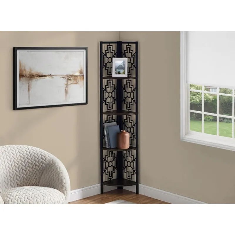 Monarch Bookcase - 62"h / / black metal corner etagere -