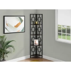 Monarch Bookcase - 62"h / / black metal corner etagere -