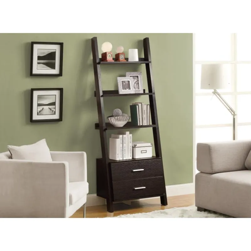 Monarch Bookcase - 69"h / ladder w/ 2 storage drawers -
