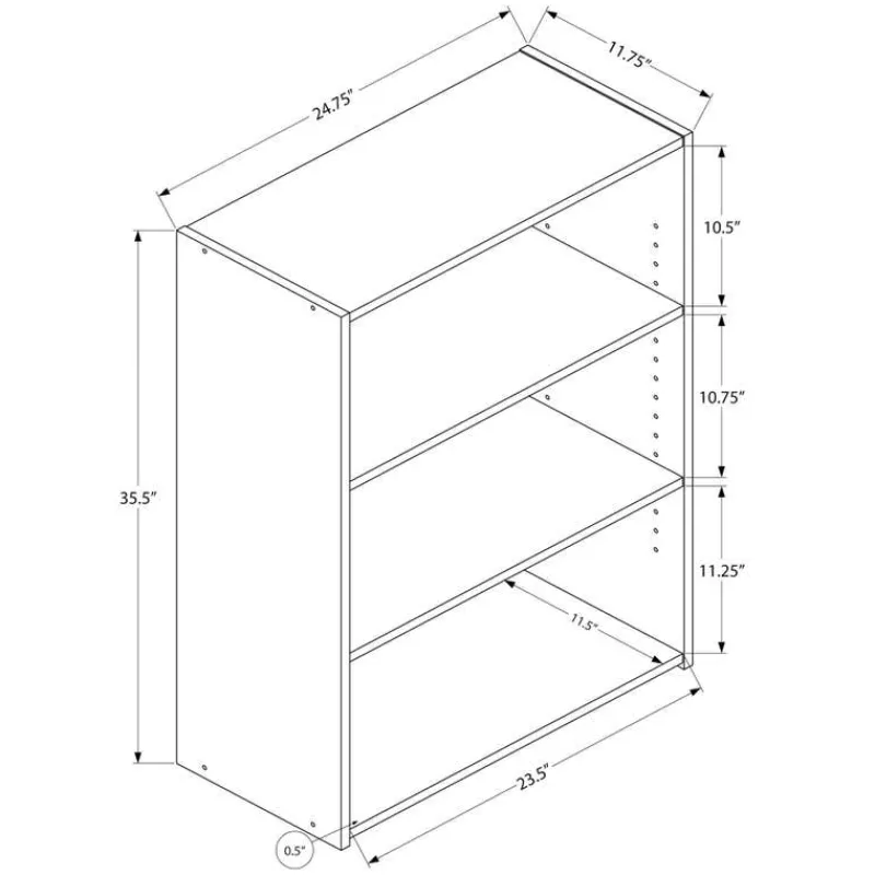 Monarch Bookcase - 36"h / with 3 shelves -