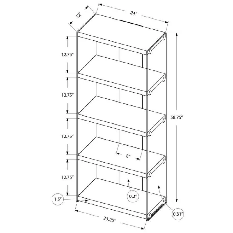 Monarch Bookcase - 60"h / glossy with tempered glass -