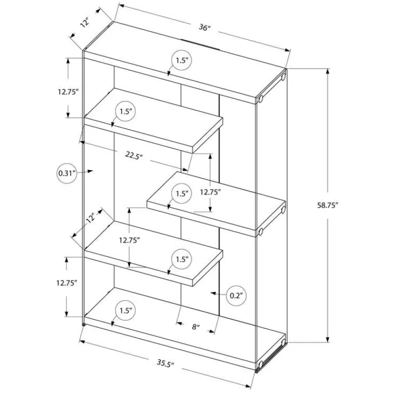 Monarch Bookcase - 60"h / glossy with tempered glass -