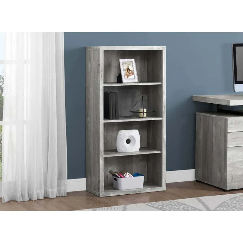Monarch Bookcase - 48"h / reclaimed wood-look / adj. shelves -