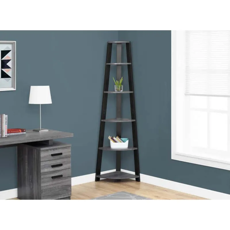 Monarch Bookcase - 72"h / -black corner accent etagere -