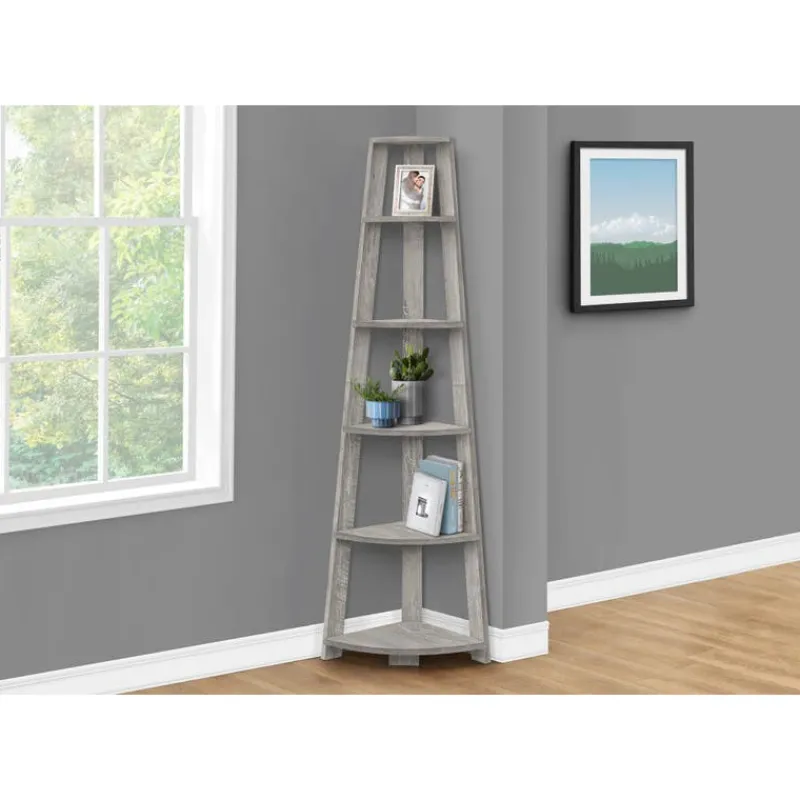 Monarch Bookcase - 72""h / industrial corner accent etagere -