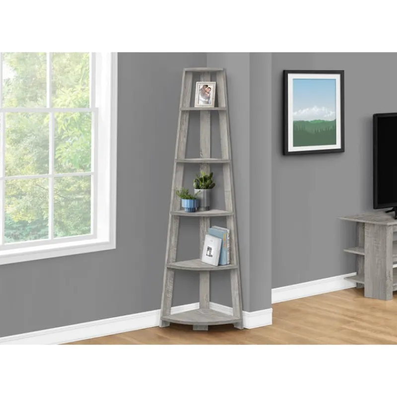 Monarch Bookcase - 72""h / industrial corner accent etagere -