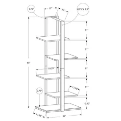 Monarch Bookcase - 60"h / / silver metal -