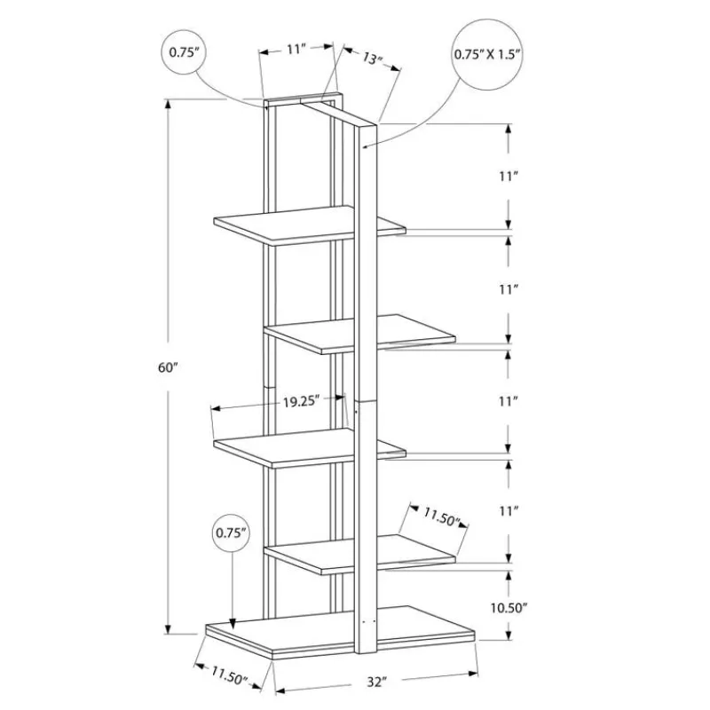 Monarch Bookcase - 60"h / / silver metal -