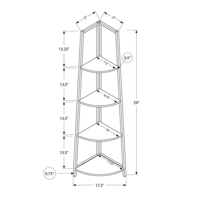 Monarch Bookcase - 60"h / / metal corner etagere -