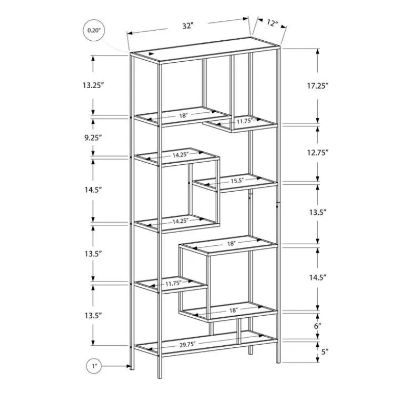 Monarch Bookcase - 72"h / metal with tempered glass -
